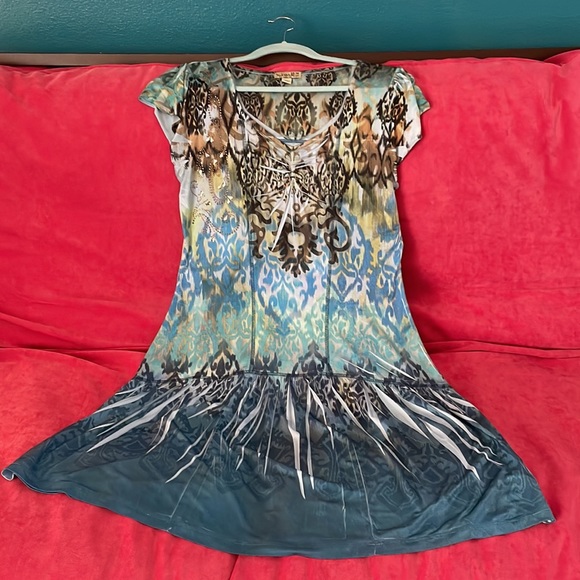 Boho silky blues dress - Picture 7 of 8